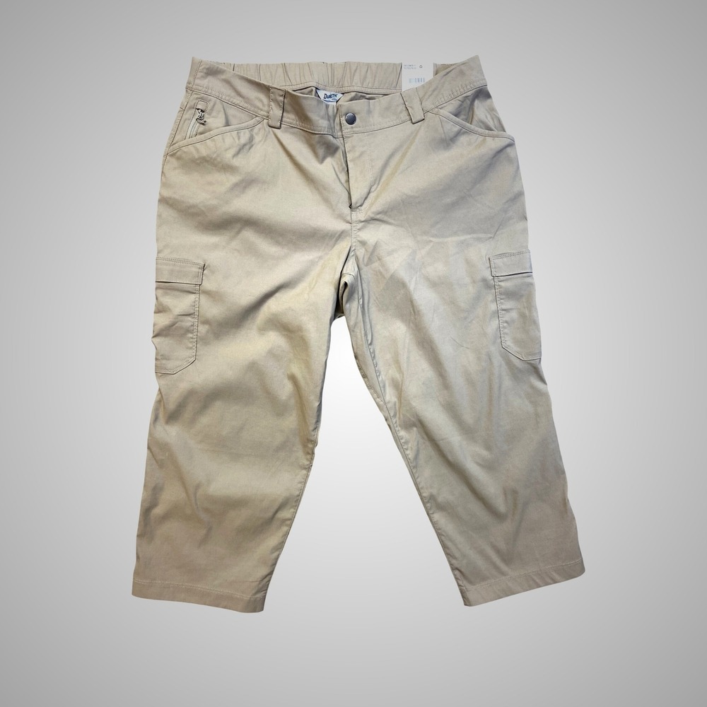 Duluth Trading Co Dry on the Fly Capris Women 18 Khaki Cargo Hiking Pants NWT